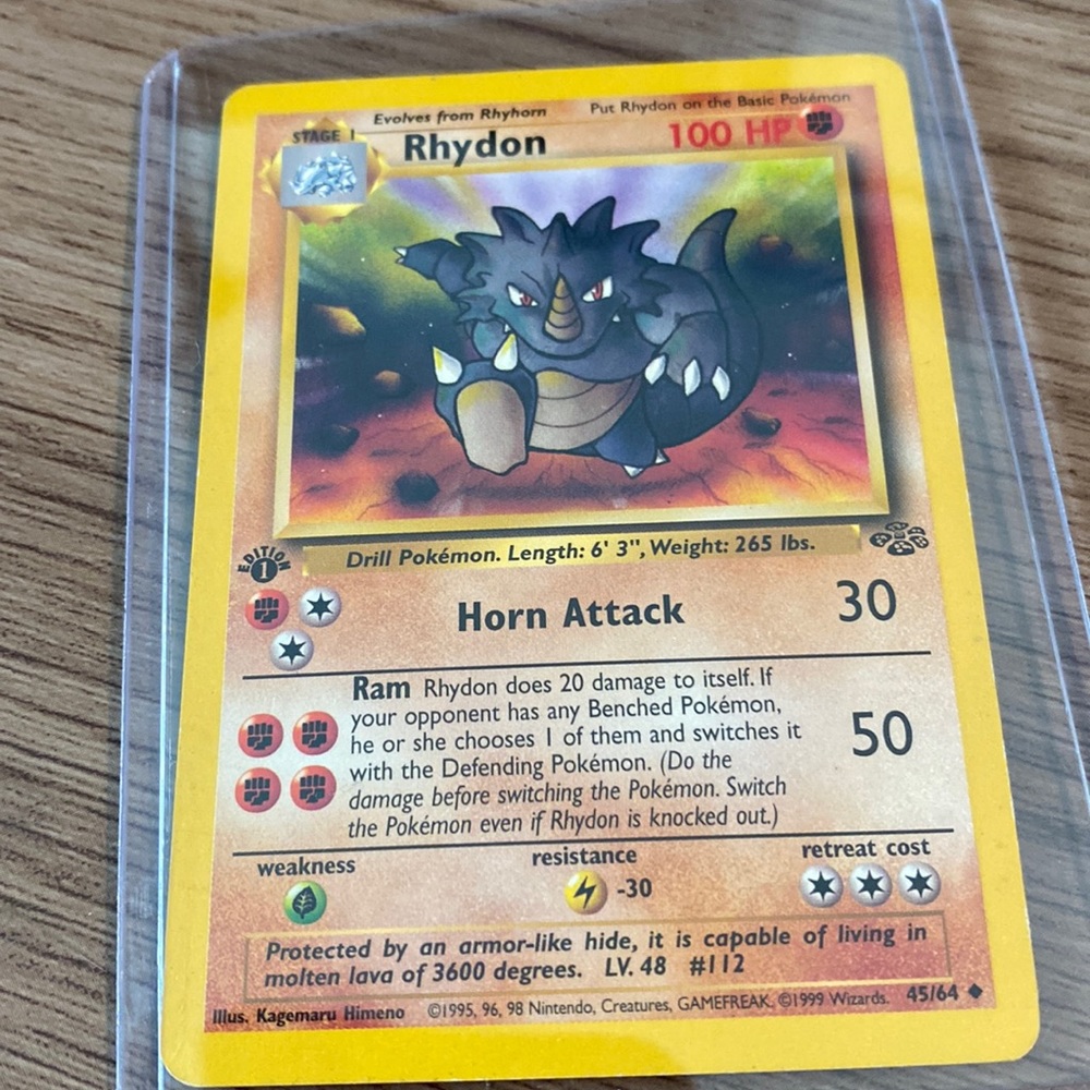 1st Edition Rhydon Jungle Set Pokemon Card 45/64